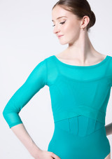 Crop top in rete trasparente con maniche a 3/4 Mirella