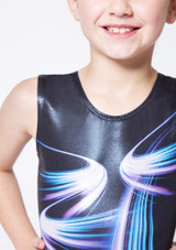 Alegra Girls Luminous Tank Sleeve Gymnastics Leotard Nero Front 3 [Nero]