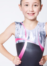 Alegra Girls Whirl Tank Sleeve Gymnastics Leotard Nero Front 3 [Nero]