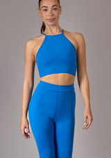 Crop Top con scollo allâ€™americana Tara Move Dance Fluorescent Blue Front [Blu]