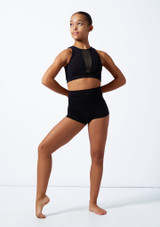 Crop Top con inserto in rete trasparente Luella Move Dance Nero Back [Nero]