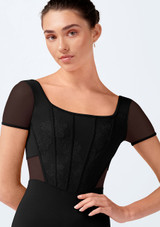 Bloch Olivia Cap Sleeve Leotard Nero Front [Nero]