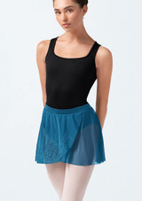 Bloch Zoe Embroidered Skirt Cerulean Front [Blu]