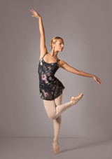 Gonna floreale in tessuto a rete trasparente Savannah Move Dance Nero Front 4 [Nero]