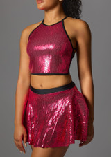 Top da danza con paillettes e collo allacciato dietro Opal Jolista Rosso Ciliegia 8 [Rosa]