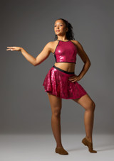 Top da danza con paillettes e collo allacciato dietro Opal Jolista Rosso Ciliegia 8 [Rosa]