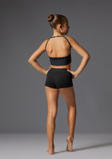 Top da danza con paillettes e collo allacciato dietro Opal Jolista Rosso Ciliegia Back [Rosa]