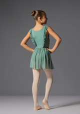 V-Neck short ruffle dress Verde Juniper Front 4 [Verde]