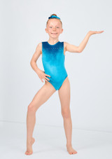 Body ginnico per ragazze senza maniche in velour Spark Alegra Teal Front 7 [Blu]