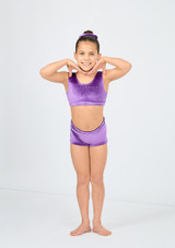 Crop top per ragazze in velour Glacier Alegra Prugna Front 7 [Viola]