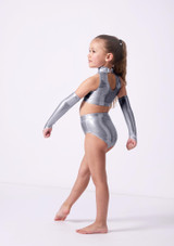 Culotte danza per ragazze a vita alta metallizzate Georgie Alegra Grigio Scuro Front [Grigio]