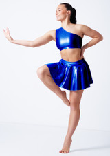 Top asimmetrico metallizzato Scarlett Alegra Blu Royal Front [Blu]