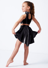 Crop top per ragazze stile olimpionico metallizzato Electra Alegra Nero Back [Nero]
