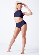 Crop top lucido in stile olimpionico Electra Alegra Blu Scuro Front 9 [Blu]