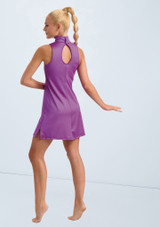 Weissman Lustre Mock Neck Dress Electric Purple 2 [Viola]