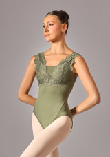 Body senza maniche in pizzo Juniper Move Dance Cachi Front 2 [Verde]
