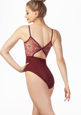 Maillot Ballet con Insertos de Malla Floral So Danca Rojo Detrás [Rojo]