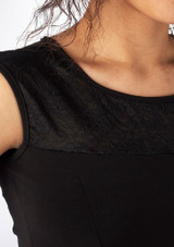 Vestido de Baile con Encaje Floral So Danca Negro Rapar [Negro]