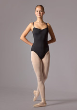 Body Danza con Spalline Sottili e Inserti Trasparenti Paris Move Dance - Ragazza - Nero Nero Front [Nero]