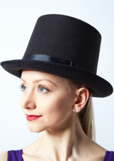 Sombrero de Copa de Lana Negro Parte inferior [Negro]