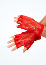 Guantes de encaje sin dedos Rojo Principal [Rojo]
