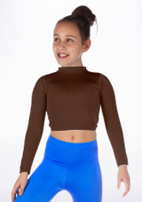 Top Danza Corto Niña con Cuello Alto Raya  Alegra Marrón Principal [Marrón]
