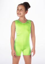 Tuta Intera Danza Bambina a Pantaloncino Verde davanti #2. [Verde]