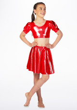Falda de Baile Niña Metálica de Vuelo Alegra Principal [Rojo]