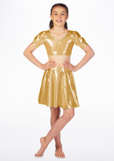 Falda de Baile Niña Metálica de Vuelo Alegra Principal [Oro]