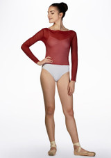 Maglia Danza da Riscaldamento con Inserti Trasparenti Ballet Rosa Rojo Delante [Rojo]