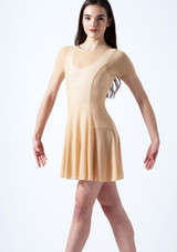 Vestido de Danza Contemporanea con Mangas Cortas Ceres Move Dance Marrón Claro Delante [Marrón Claro]