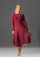 Vestito Danza Lirica a Maniche Lunghe Dione Move Dance Borgogna Front 3 [Rosso]