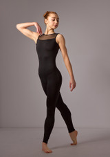 Tuta Intera Danza con Scollo sulla Schiena e Tessuto Trasparente Eden Move Dance Nero Front 2 [Nero]