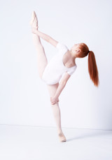 Maillot Ballet Niña con Manga Corta Capezio Blanco Detrás [Blanco]