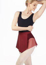 Falda de Ballet Asimétrica con Malla Capezio Rojo Delante [Rojo]