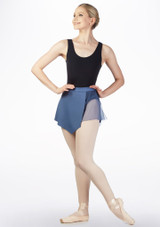 Falda de Ballet Asimétrica con Malla Capezio Azul Delante [Azul]