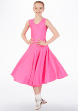 Tappers & Pointers Girls Tank Ballroom Dress Long Pink front. [Pink]