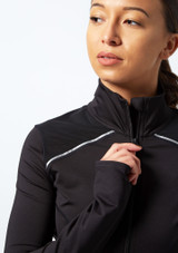 Chaqueta de Calentamiento con Cremallera Frontal Capezio Negro Delante 2 [Negro]