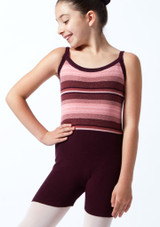 Traje de calentamiento de danza tejido a rayas Mimi para adolescente Move Dance Higo Delante [Púrpura]