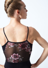 Body danza floreale con bretelle sottili Petal Move Dance Negro 2 [Negro]
