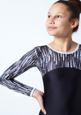 Maillot de gimnasia de manga larga Cascade Tappers & Pointers Negro-Gris Detalle delantero [Negro]