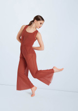 Weissman Cowl Drape Power Mesh Jumpsuit [Marrón]