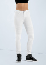 Weissman Mid Rise Denim Moto Jeggings Blanco [Blanco]