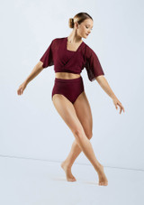 Weissman Flutter Sleeve Cross Crop Top [Negro]