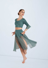 Weissman Flounce Sleeve Crop Top [Verde]