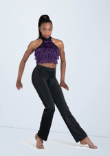 Weissman Two Color Fringe Crop Top [Noir]