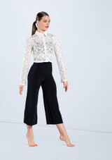 Weissman Metallic Lace Button Up Shirt Blanco [Blanco]