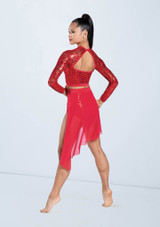 Weissman Sequin Lace Long Sleeve Top Rojo 2 [Rojo]