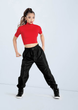 Weissman Half Sleeve Mock Neck Crop Top Rouge [Rouge]