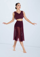Weissman Mesh Cowl Neck Crop Top [Púrpura]